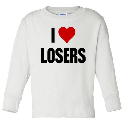 Linabob Wearing I Love Losers Toddler Long Sleeve Shirt