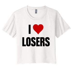 Linabob Wearing I Love Losers Women's Crop Top Tee