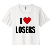 Linabob Wearing I Love Losers Women's Crop Top Tee