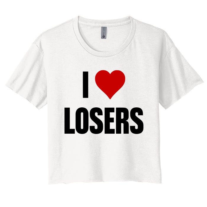 Linabob Wearing I Love Losers Women's Crop Top Tee