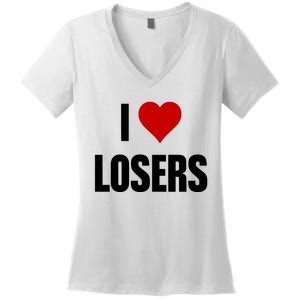 Linabob Wearing I Love Losers Women's V-Neck T-Shirt