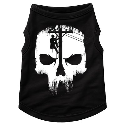 Lineman Worker Journeyman Skull Line Man Patriotic Labor Day Doggie Tank