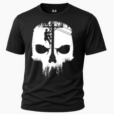 Lineman Worker Journeyman Skull Line Man Patriotic Labor Day Cooling Performance Crew T-Shirt