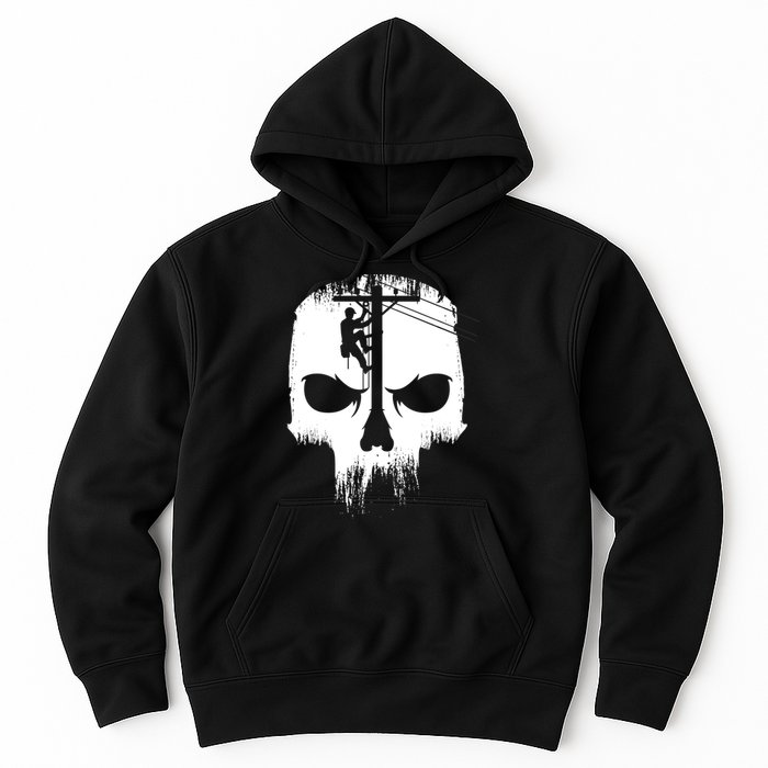 Lineman Worker Journeyman Skull Line Man Patriotic Labor Day Hoodie