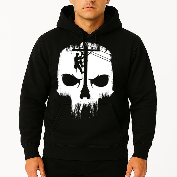 Lineman Worker Journeyman Skull Line Man Patriotic Labor Day Hoodie