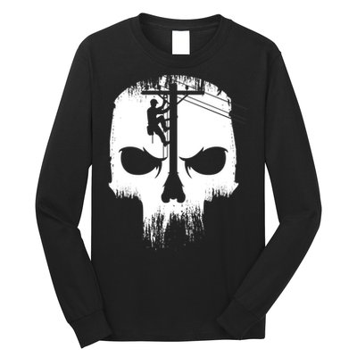 Lineman Worker Journeyman Skull Line Man Patriotic Labor Day Long Sleeve Shirt