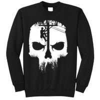 Lineman Worker Journeyman Skull Line Man Patriotic Labor Day Sweatshirt