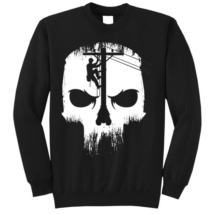 Lineman Worker Journeyman Skull Line Man Patriotic Labor Day Sweatshirt