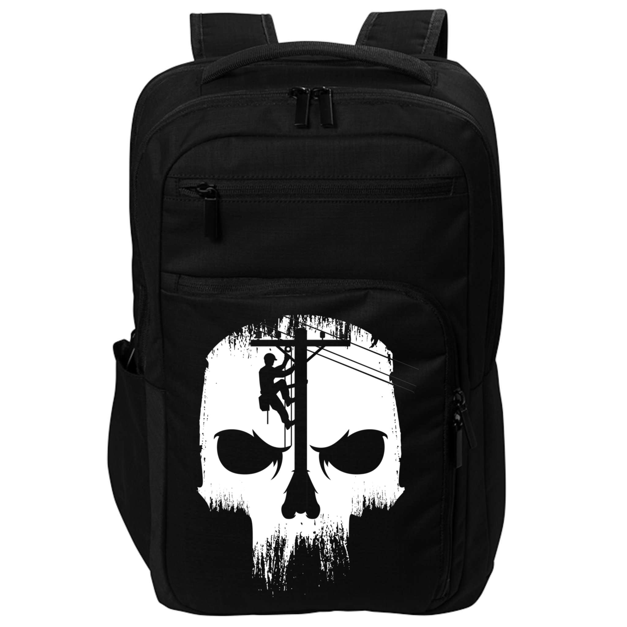 Lineman Worker Journeyman Skull Line Man Patriotic Labor Day Impact Tech Backpack