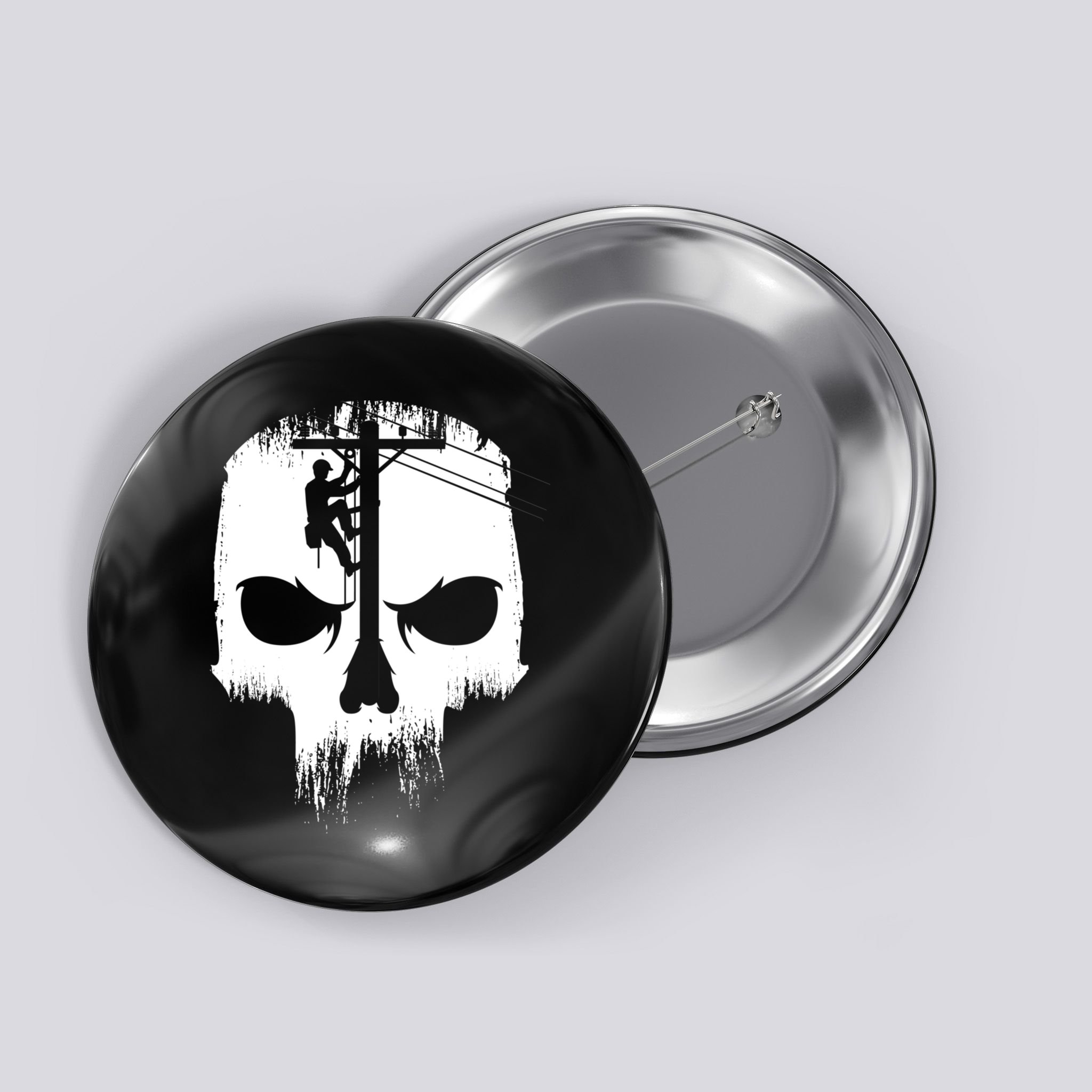 Lineman Worker Journeyman Skull Line Man Patriotic Labor Day Button