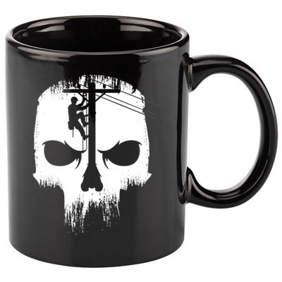 Lineman Worker Journeyman Skull Line Man Patriotic Labor Day 11oz C Handle Ceramic Mug