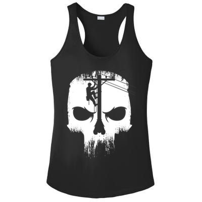 Lineman Worker Journeyman Skull Line Man Patriotic Labor Day Ladies PosiCharge Competitor Racerback Tank