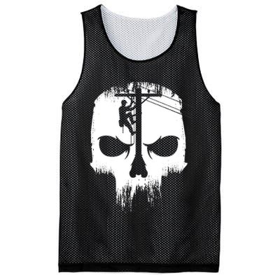Lineman Worker Journeyman Skull Line Man Patriotic Labor Day Mesh Reversible Basketball Jersey Tank