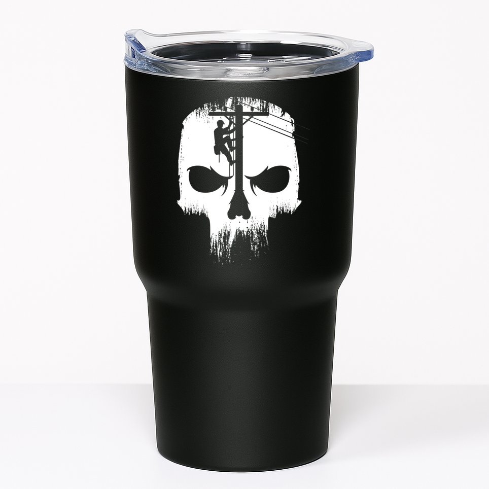 Lineman Worker Journeyman Skull Line Man Patriotic Labor Day Tumbler