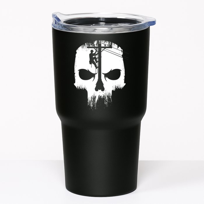 Lineman Worker Journeyman Skull Line Man Patriotic Labor Day Tumbler