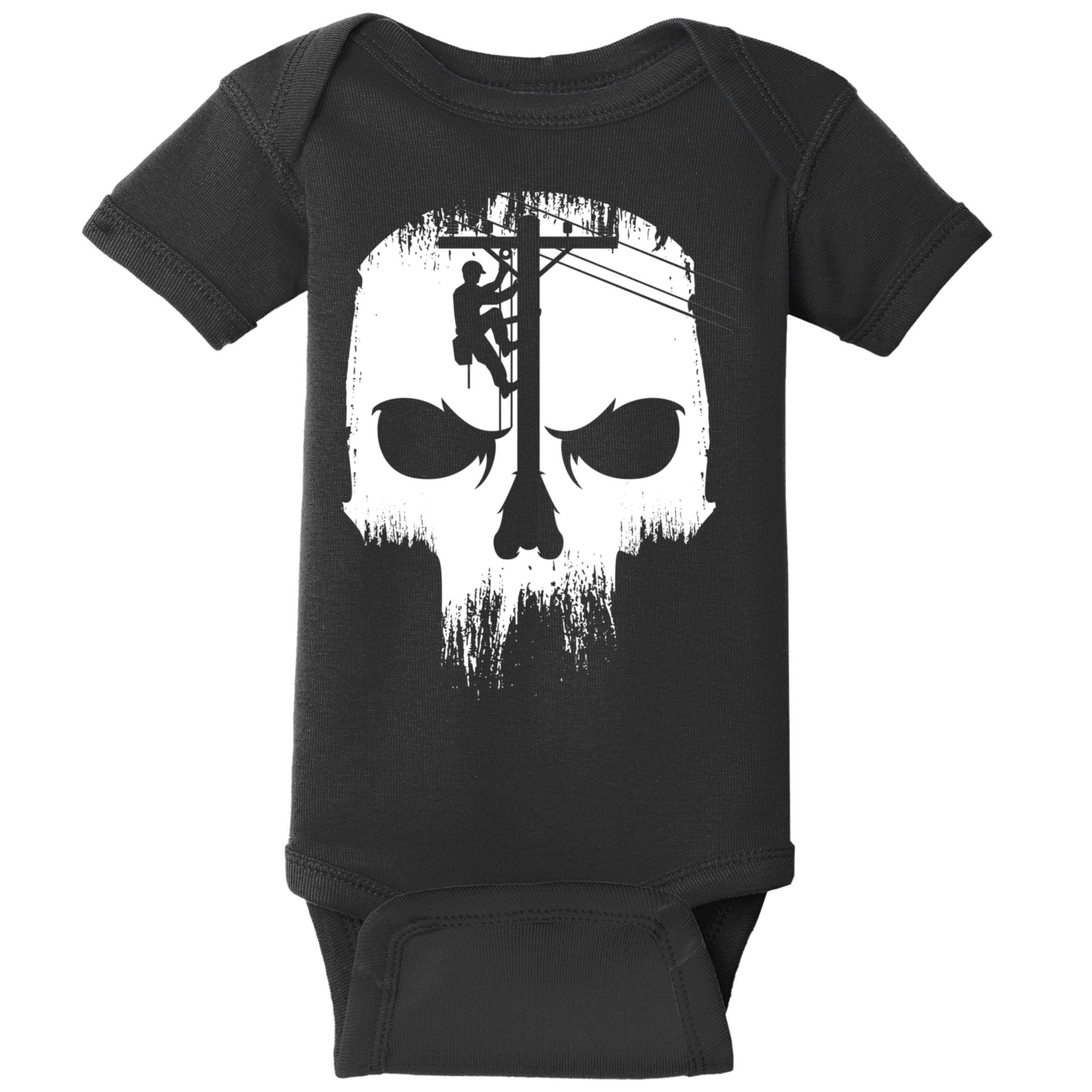 Lineman Worker Journeyman Skull Line Man Patriotic Labor Day Baby Bodysuit