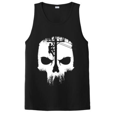 Lineman Worker Journeyman Skull Line Man Patriotic Labor Day PosiCharge Competitor Tank