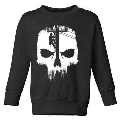 Lineman Worker Journeyman Skull Line Man Patriotic Labor Day Toddler Sweatshirt