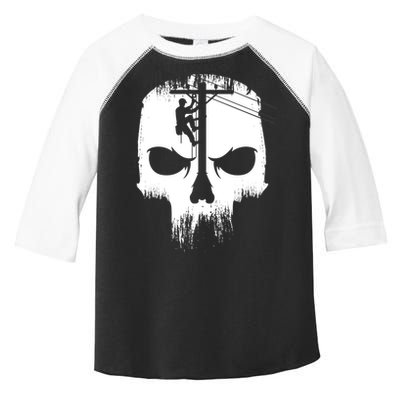 Lineman Worker Journeyman Skull Line Man Patriotic Labor Day Toddler Fine Jersey T-Shirt