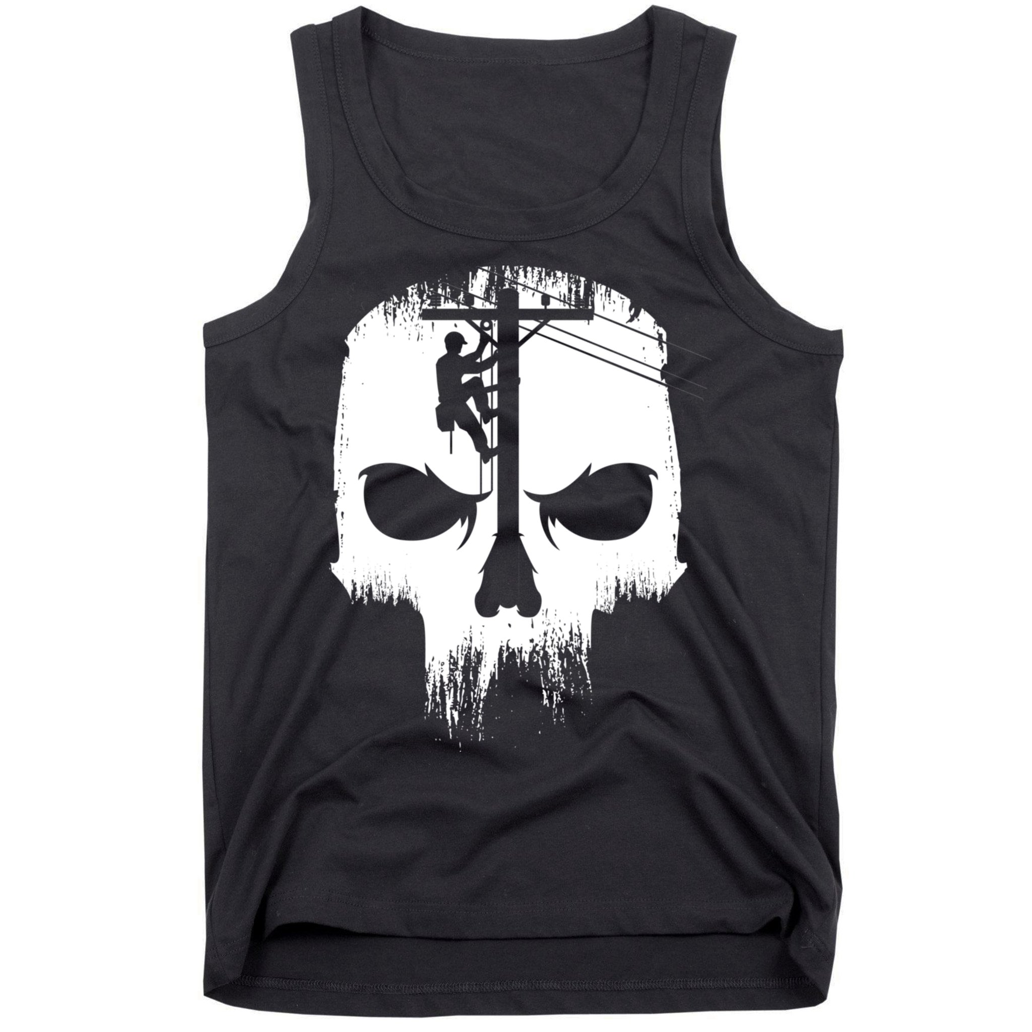 Lineman Worker Journeyman Skull Line Man Patriotic Labor Day Tank Top