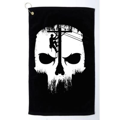 Lineman Worker Journeyman Skull Line Man Patriotic Labor Day Golf Towel