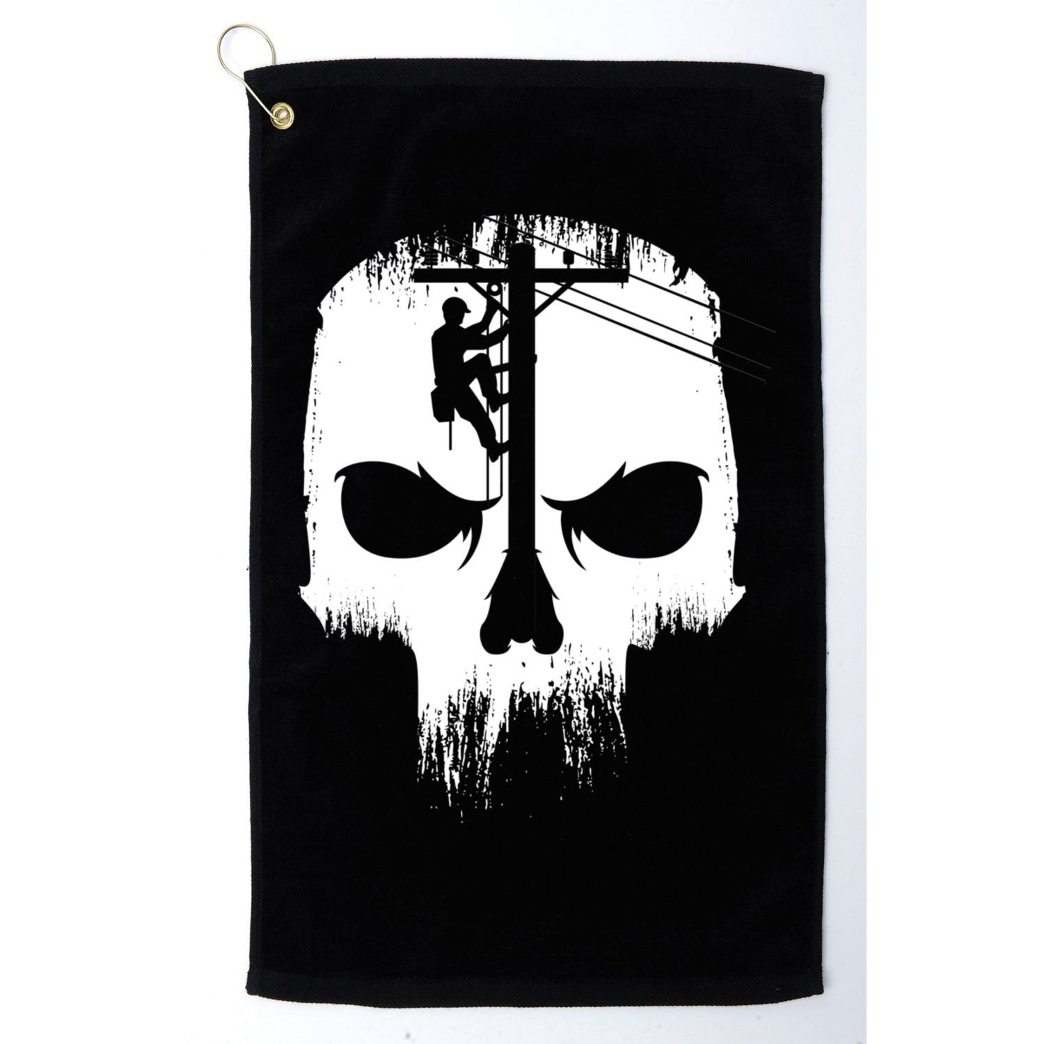 Lineman Worker Journeyman Skull Line Man Patriotic Labor Day Golf Towel