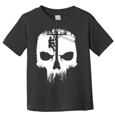 Lineman Worker Journeyman Skull Line Man Patriotic Labor Day Toddler T-Shirt