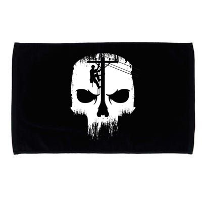 Lineman Worker Journeyman Skull Line Man Patriotic Labor Day Microfiber Hand Towel