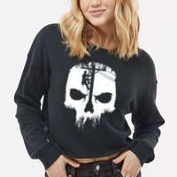 Lineman Worker Journeyman Skull Line Man Patriotic Labor Day Cropped Pullover Crew