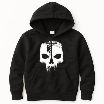 Lineman Worker Journeyman Skull Line Man Patriotic Labor Day Kids Hoodie
