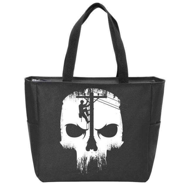 Lineman Worker Journeyman Skull Line Man Patriotic Labor Day Zip Tote Bag