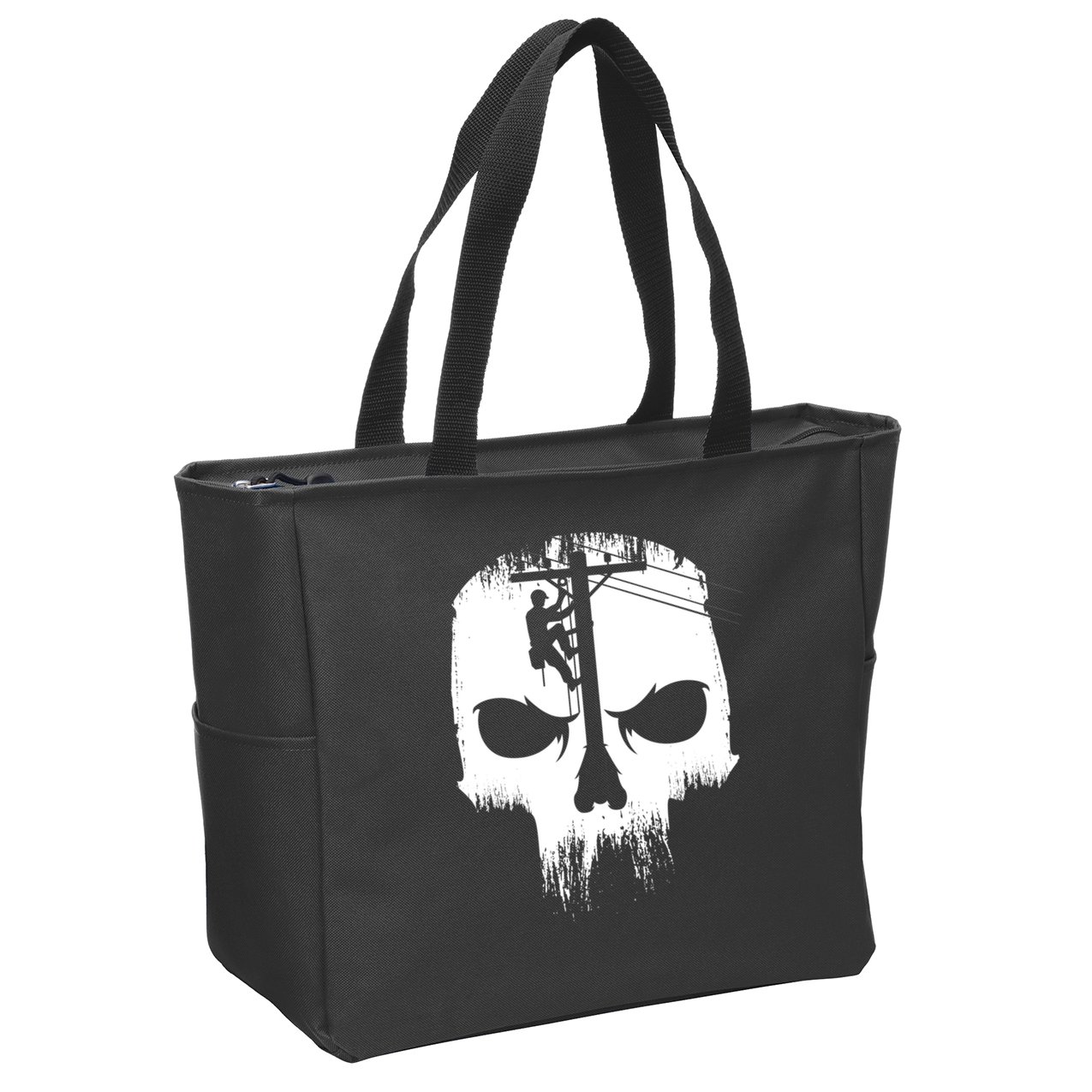 Lineman Worker Journeyman Skull Line Man Patriotic Labor Day Zip Tote Bag