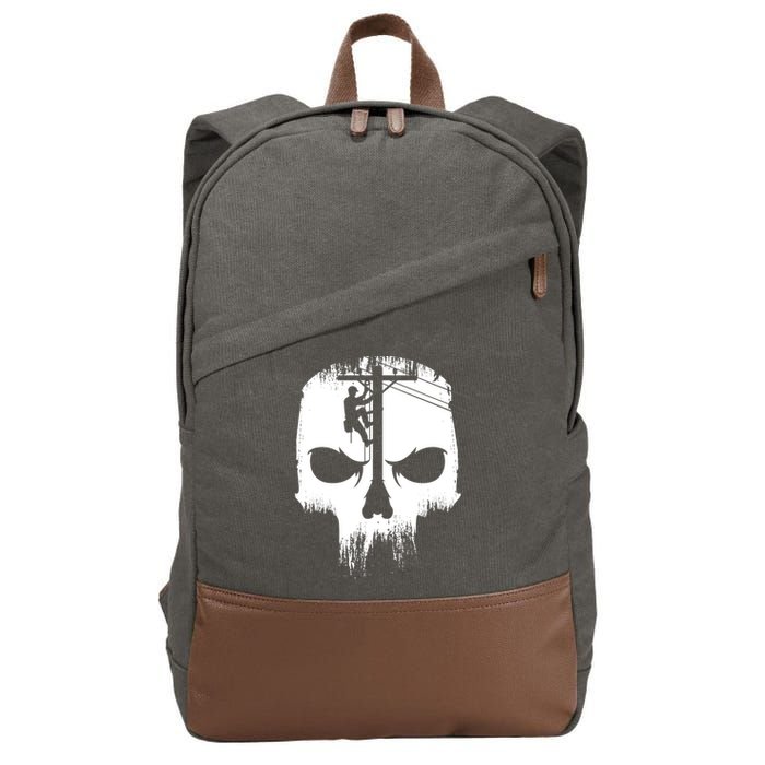 Lineman Worker Journeyman Skull Line Man Patriotic Labor Day Cotton Canvas Backpack