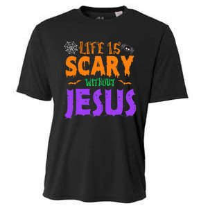 Life Without Jesus Is Scary Fall Christian Halloween Jesus Cooling Performance Crew T-Shirt