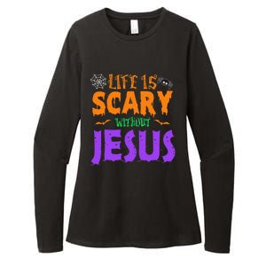 Life Without Jesus Is Scary Fall Christian Halloween Jesus Womens CVC Long Sleeve Shirt