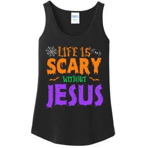 Life Without Jesus Is Scary Fall Christian Halloween Jesus Ladies Essential Tank