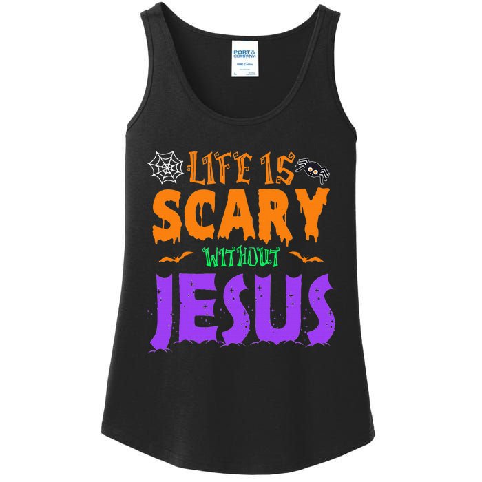 Life Without Jesus Is Scary Fall Christian Halloween Jesus Ladies Essential Tank