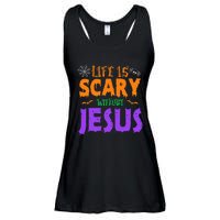 Life Without Jesus Is Scary Fall Christian Halloween Jesus Ladies Essential Flowy Tank