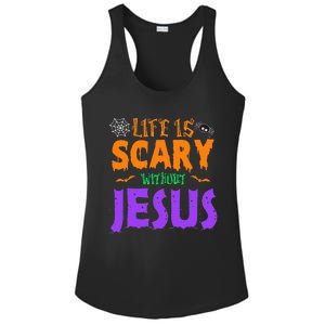 Life Without Jesus Is Scary Fall Christian Halloween Jesus Ladies PosiCharge Competitor Racerback Tank