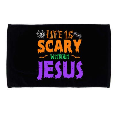 Life Without Jesus Is Scary Fall Christian Halloween Jesus Microfiber Hand Towel