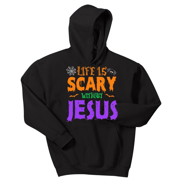 Life Without Jesus Is Scary Fall Christian Halloween Jesus Kids Hoodie