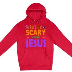 Life Without Jesus Is Scary Fall Christian Halloween Jesus Premium Pullover Hoodie