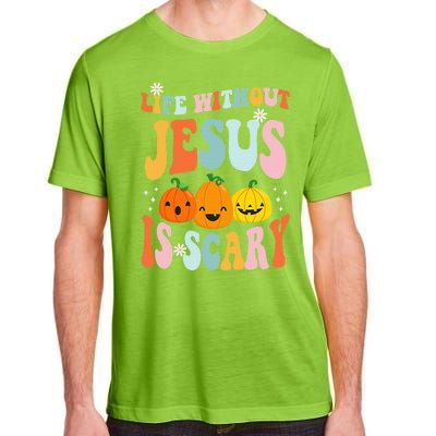 Life Without Jesus Is Scary Fun Halloween Pumpkin Christian Catholic Adult ChromaSoft Performance T-Shirt