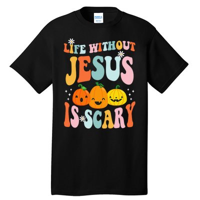 Life Without Jesus Is Scary Fun Halloween Pumpkin Christian Catholic Tall T-Shirt