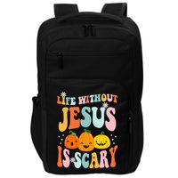 Life Without Jesus Is Scary Fun Halloween Pumpkin Christian Catholic Impact Tech Backpack