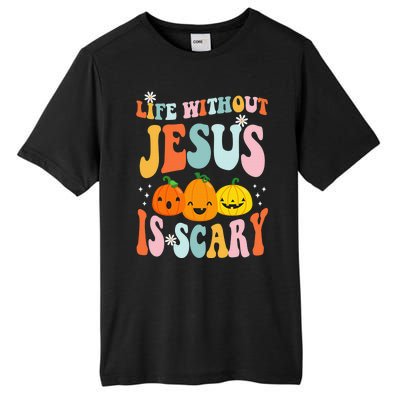 Life Without Jesus Is Scary Fun Halloween Pumpkin Christian Catholic Tall Fusion ChromaSoft Performance T-Shirt