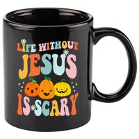 Life Without Jesus Is Scary Fun Halloween Pumpkin Christian Catholic 11oz C Handle Ceramic Mug