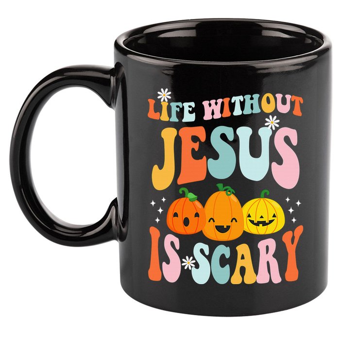 Life Without Jesus Is Scary Fun Halloween Pumpkin Christian Catholic 11oz C Handle Ceramic Mug