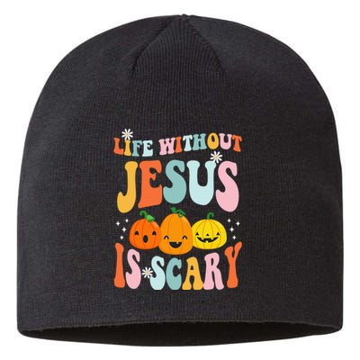 Life Without Jesus Is Scary Fun Halloween Pumpkin Christian Catholic Sustainable Beanie