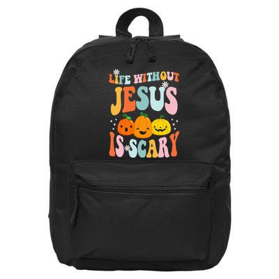 Life Without Jesus Is Scary Fun Halloween Pumpkin Christian Catholic 16 in Basic Backpack